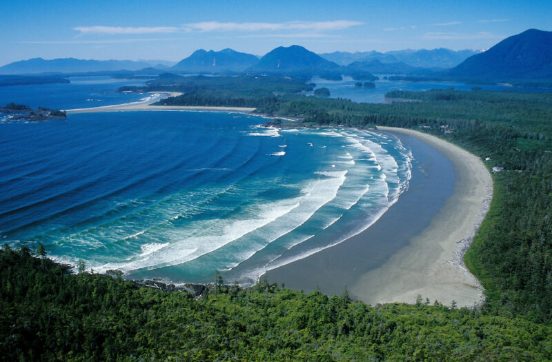 Chesterman Beach & Clayoquot Sound near Tofino on Vancouver Island; British Columbia, Canada.