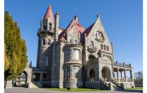 exterior of Craigdarroch Castle in Victoria BC on a sunny day