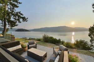 view of the ocean from Luxury Oceanside home's patio 