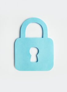 Blue castle on a light background. Concept of cyber security. Informational security.