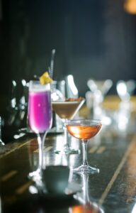upscale cocktails on a bar - restaurant